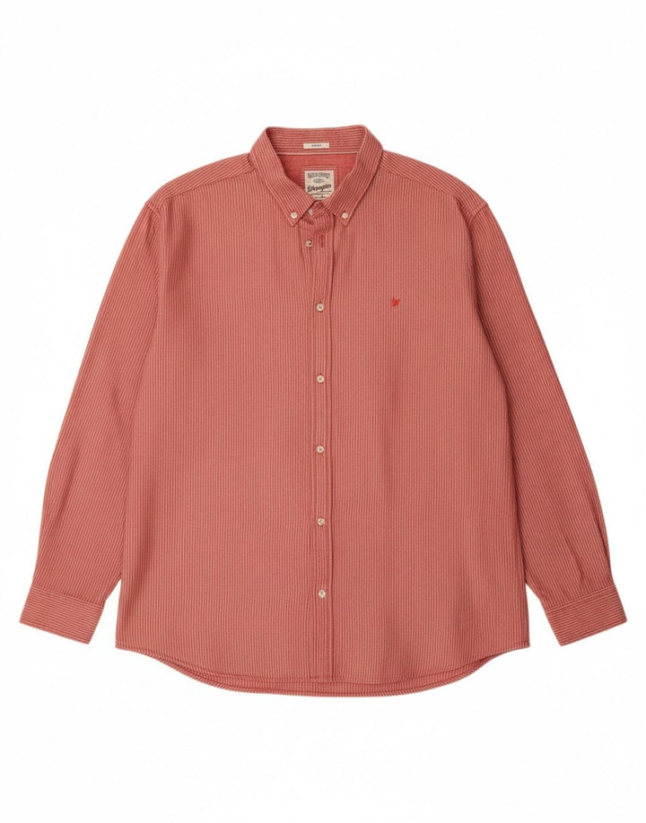 WRANGLER Mens Regular Fit Shirt 2XL Red Striped Cotton Classic