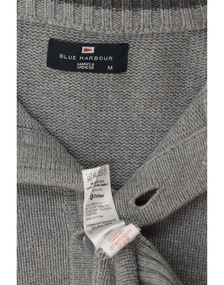 Maglione da uomo Marks & Spencer blu con collo abbottonato grigio medio