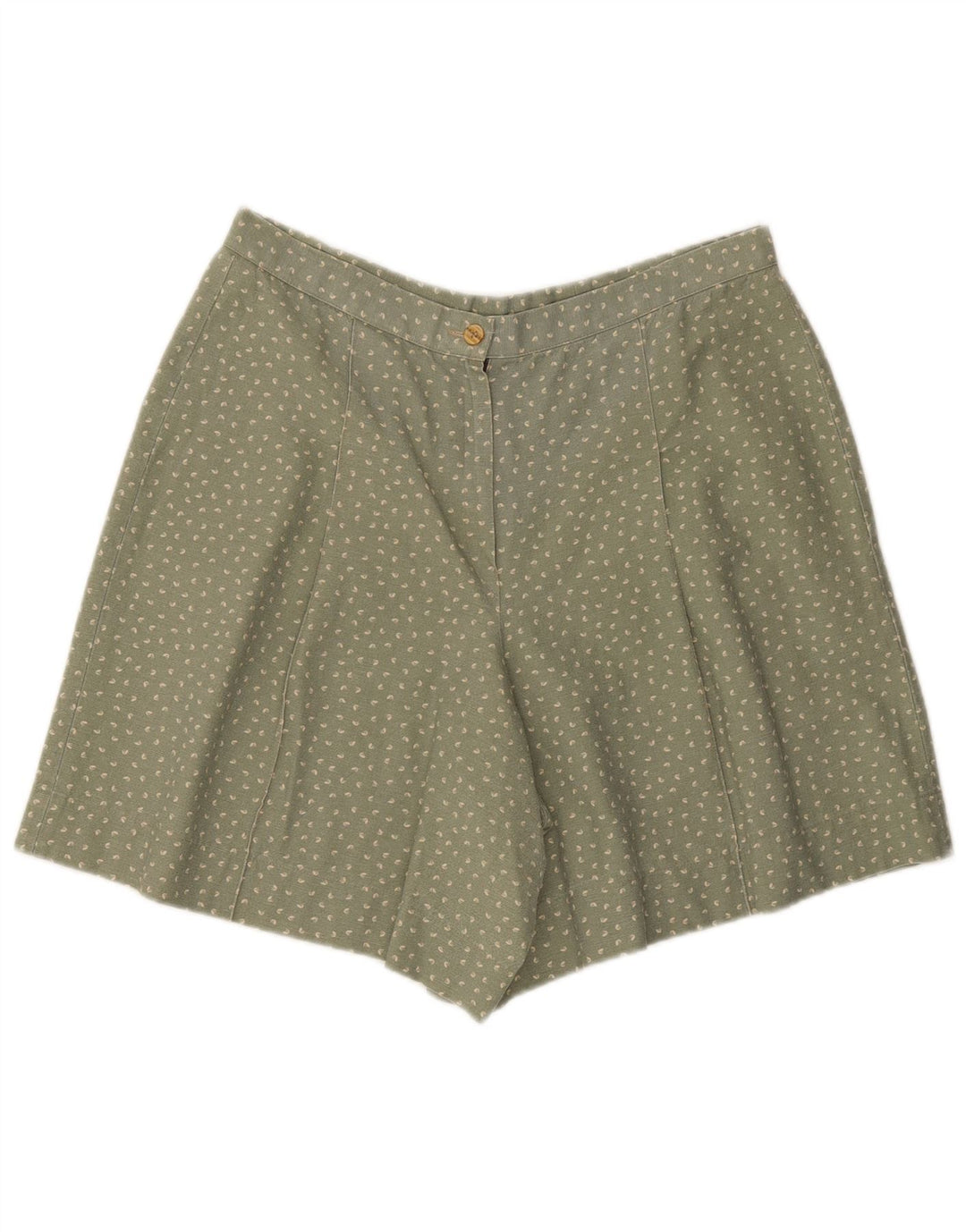 Pantaloncini casual vintage da donna grandi W34 verdi maculati