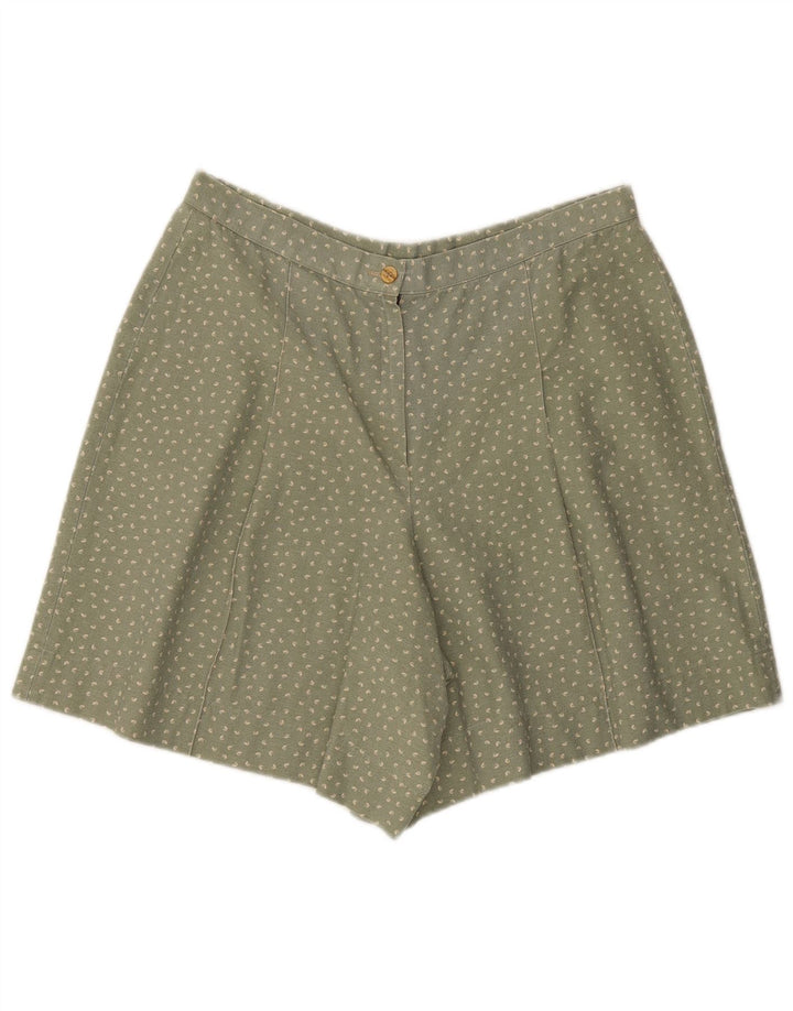 Pantaloncini casual vintage da donna grandi W34 verdi maculati