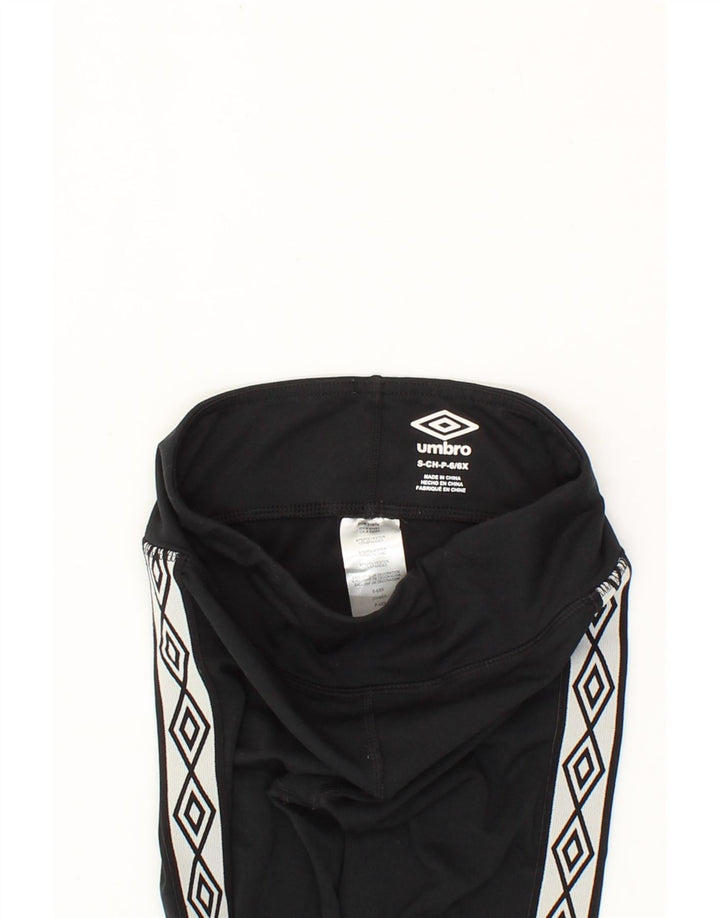 UMBRO Girls Graphic Leggings 6-7 Years Small Black Polyester Vintage Umbro and Second-Hand Umbro from Messina Hembry 