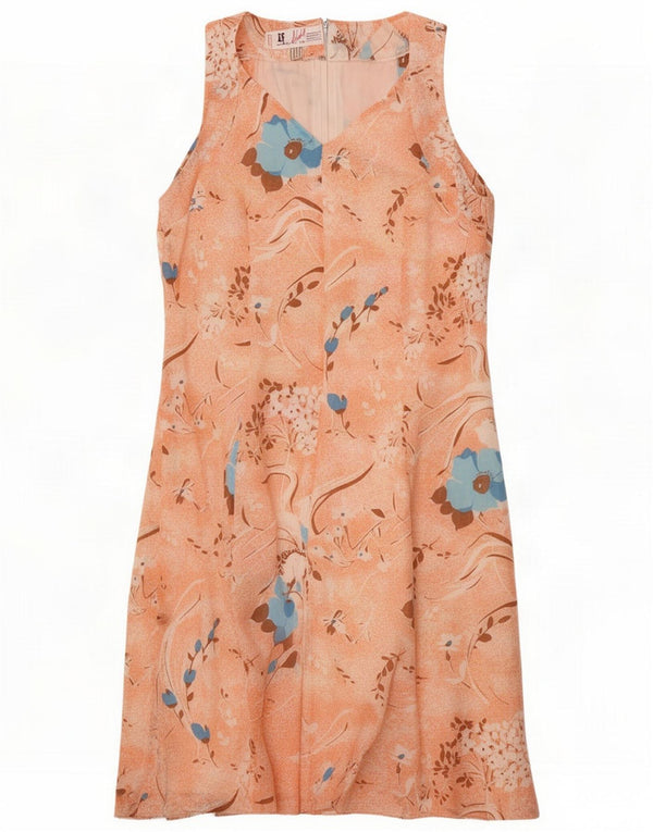 Vintage Womens Sleeveless Sheath Dress IT 44 Medium Orange Floral Acetate