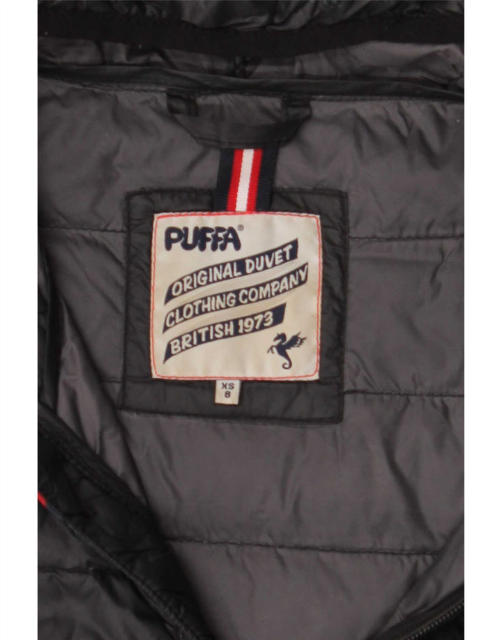 Cappotto imbottito con cappuccio da donna Puffa UK 8 piccolo nylon nero