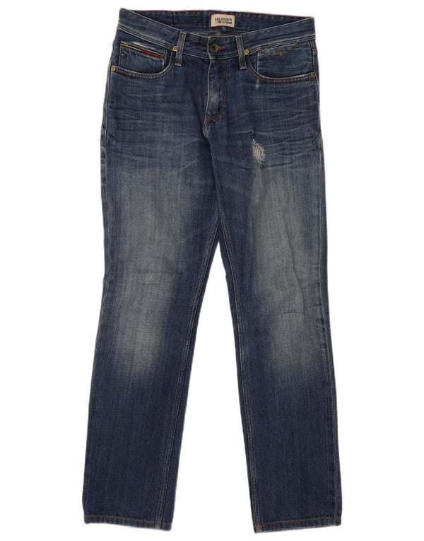 TOMMY HILFIGER Jeans dritti invecchiati da uomo W30 L32 cotone blu