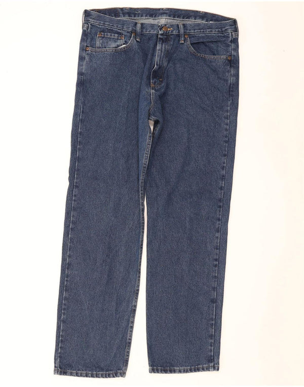 Jeans dritti da uomo Wrangler vestibilità rilassata W36 L32 cotone blu
