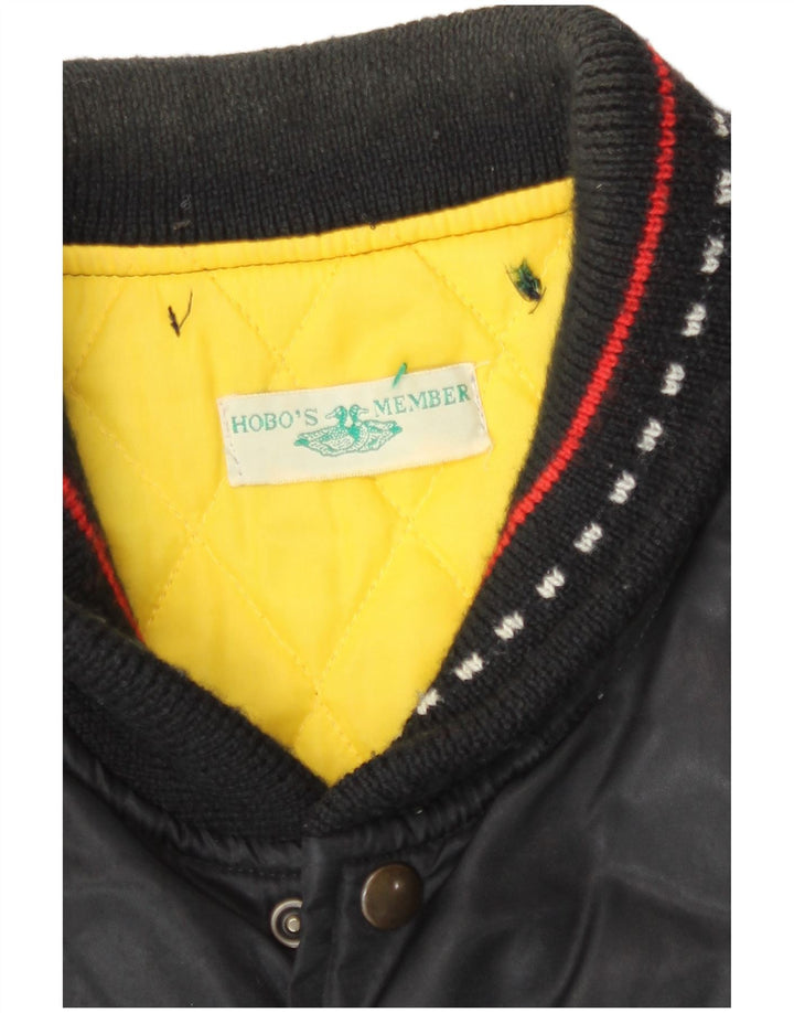 Giubbotto bomber imbottito da uomo vintage UK 40 grande in poliammide nero