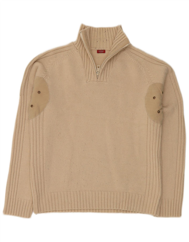 Maglione GUESS da uomo con zip e collo XL Beige