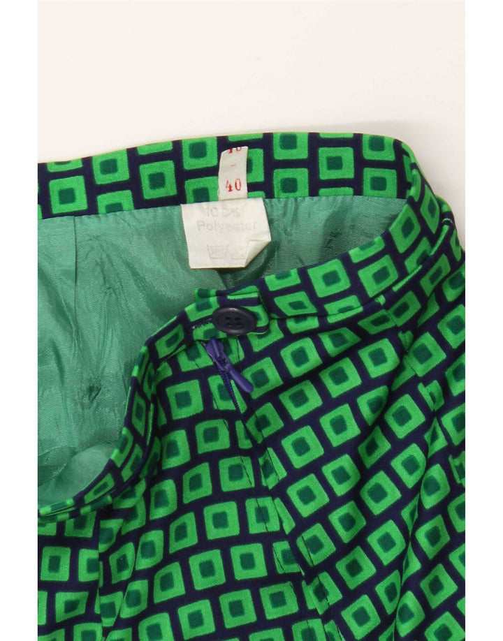Gonna a trapezio da donna vintage EU 40 media W28 poliestere geometrico verde