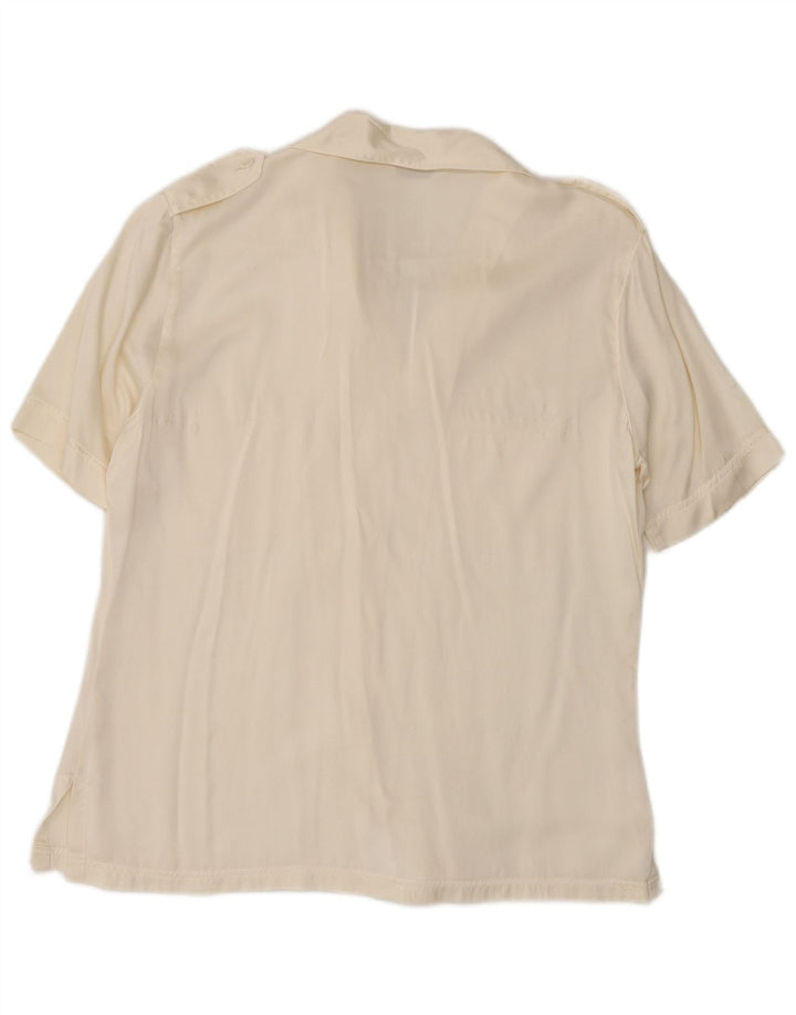 CALBROS Womens Military Short Sleeve Shirt Blouse IT 44 Medium Off White
