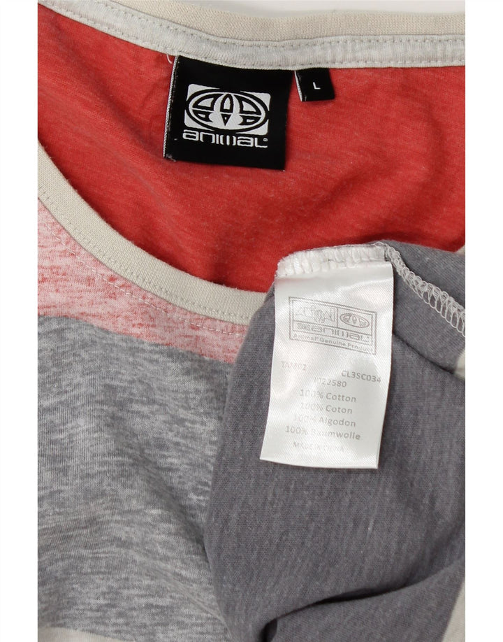 T-shirt da uomo Animal Top grande in cotone a righe multicolori