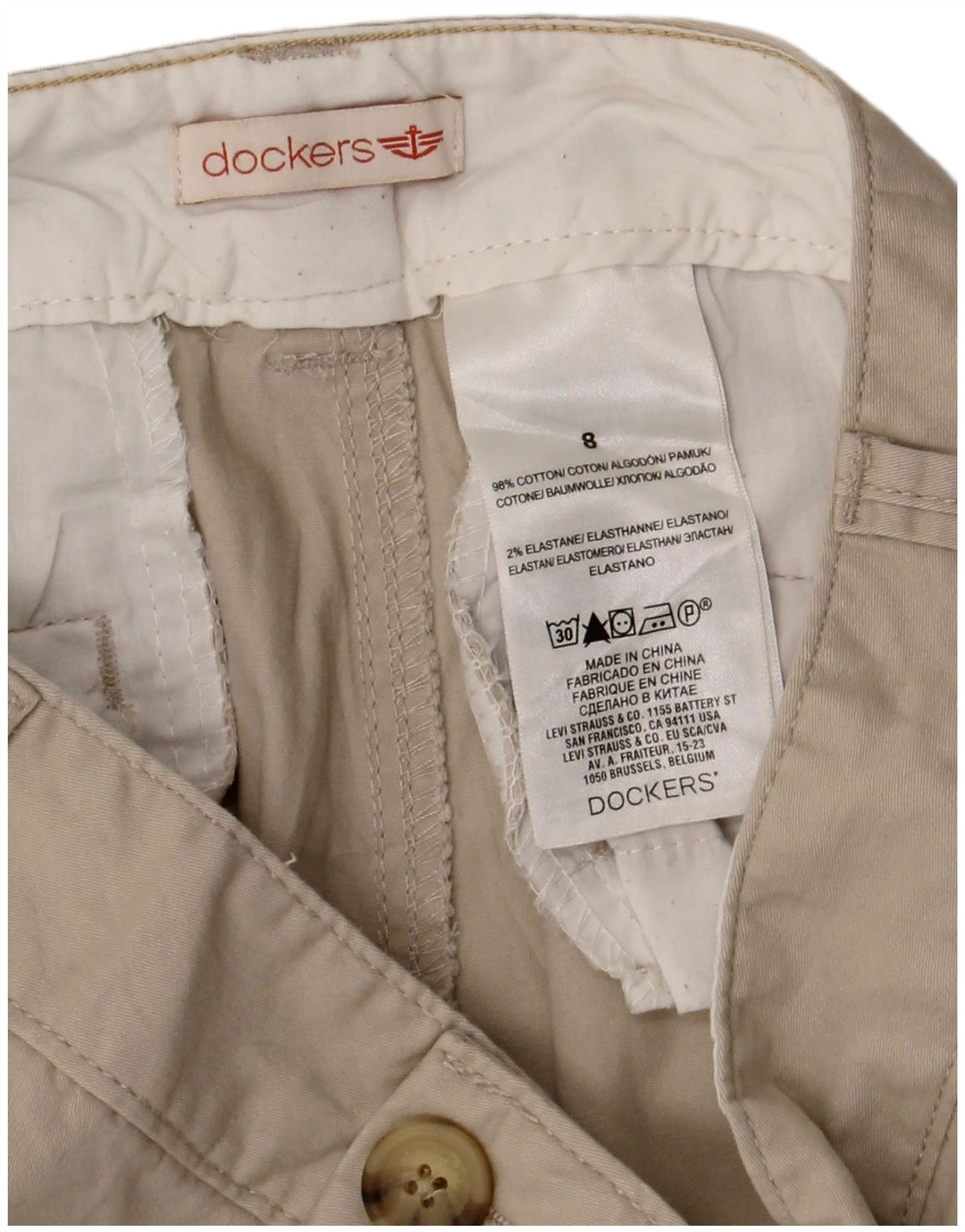 Pantaloncini chino da donna Dockers US 8 medi W30 in cotone beige