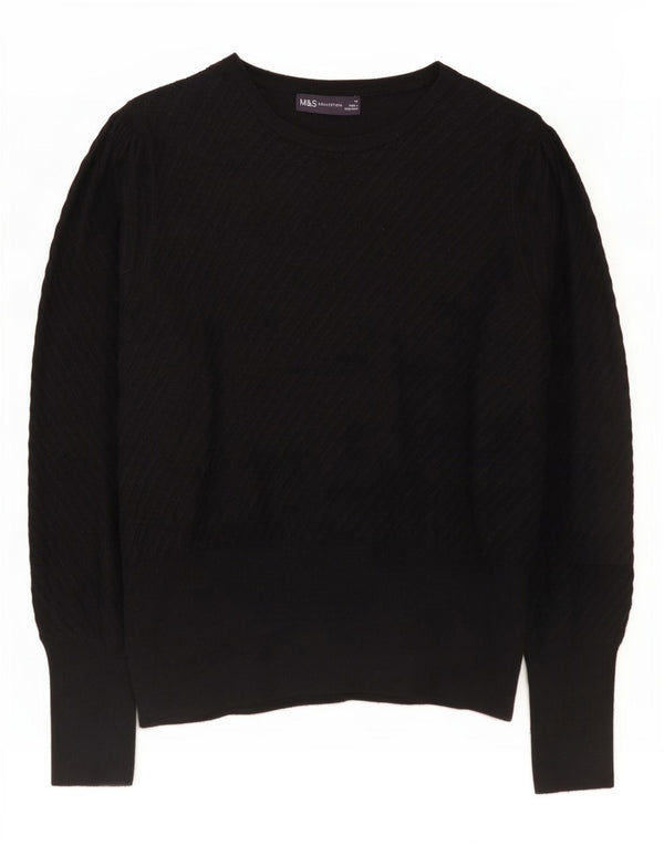 Maglione da donna Marks & Spencer con scollo a barca UK 14 Viscosa nera media