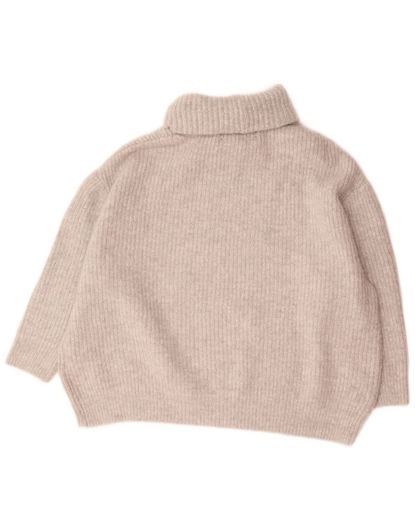 Maglione Zara da donna oversize con collo alto e maniche a 3/4 UK 10 piccolo grigio