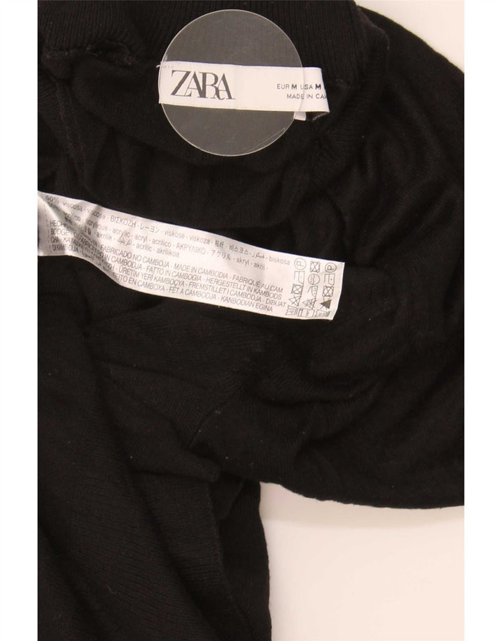 Maglione maglione collo alto da donna Zara UK 14 viscosa nera media