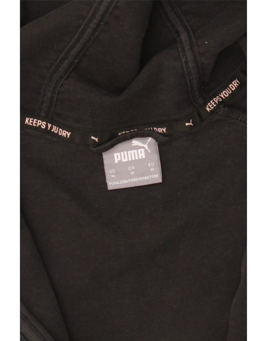 PUMA Mens Zip Hoodie Sweater Medium Black Cotton