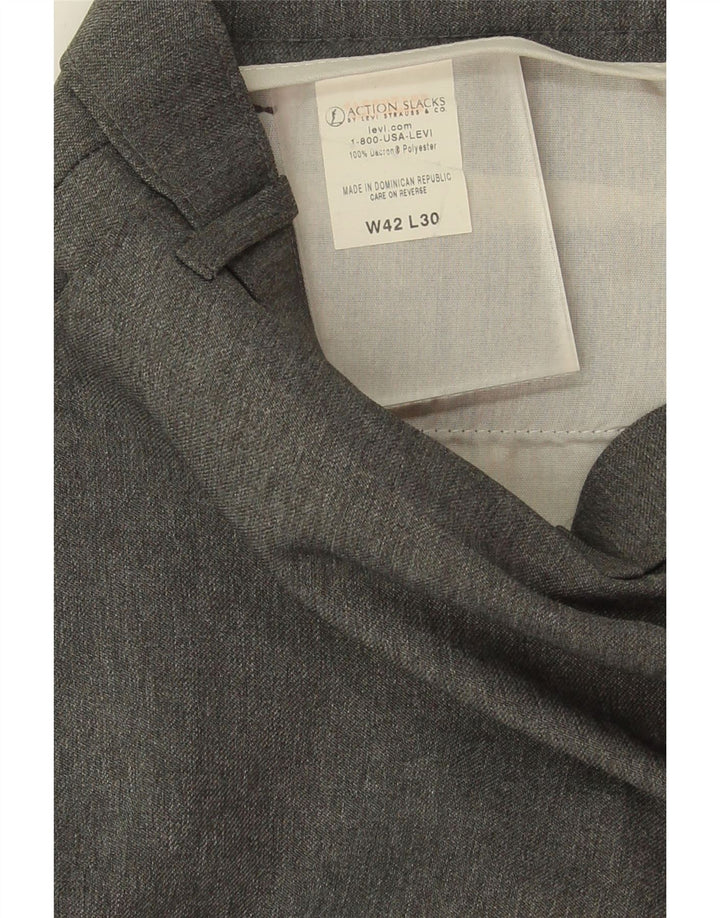 LEVI'S Mens Action Slacks Straight Casual Trousers W42 L30 Grey Polyester Vintage Levi's and Second-Hand Levi's from Messina Hembry 