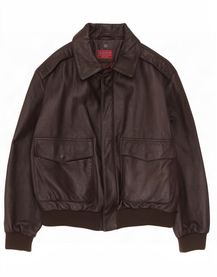 Giacca in pelle da uomo Sisley UK 38 Marrone medio