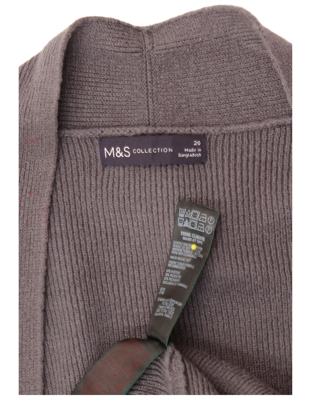 Maglione cardigan aperto da donna Marks & Spencer UK 20 2XL viscosa grigia