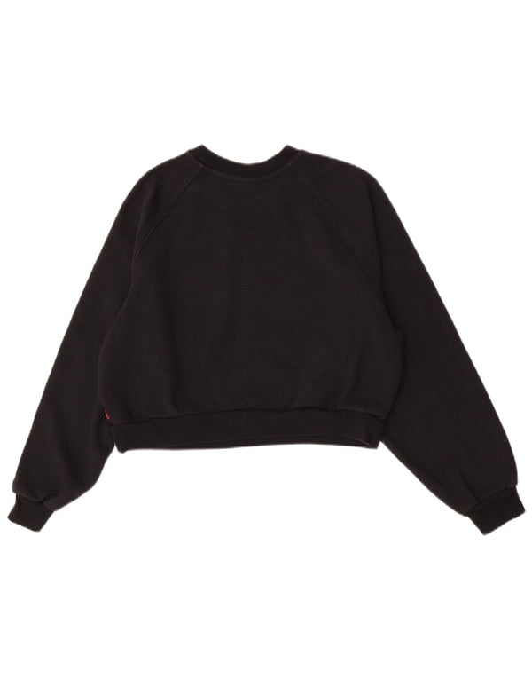 Levi's Donna Crop Oversize Felpa Maglione UK 6 XS Nero Cotone