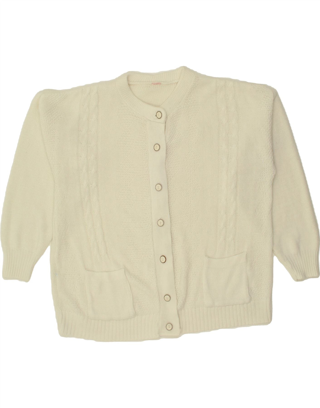 VINTAGE Womens Cardigan Sweater UK 20 2XL Off White Vintage Vintage and Second-Hand Vintage from Messina Hembry 