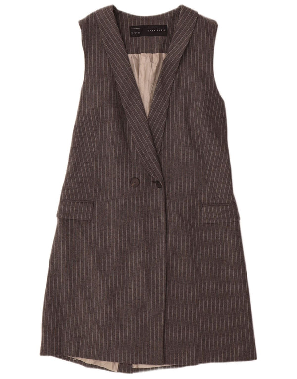Giacca blazer senza maniche lunga da donna Zara UK 12 Gessato grigio medio