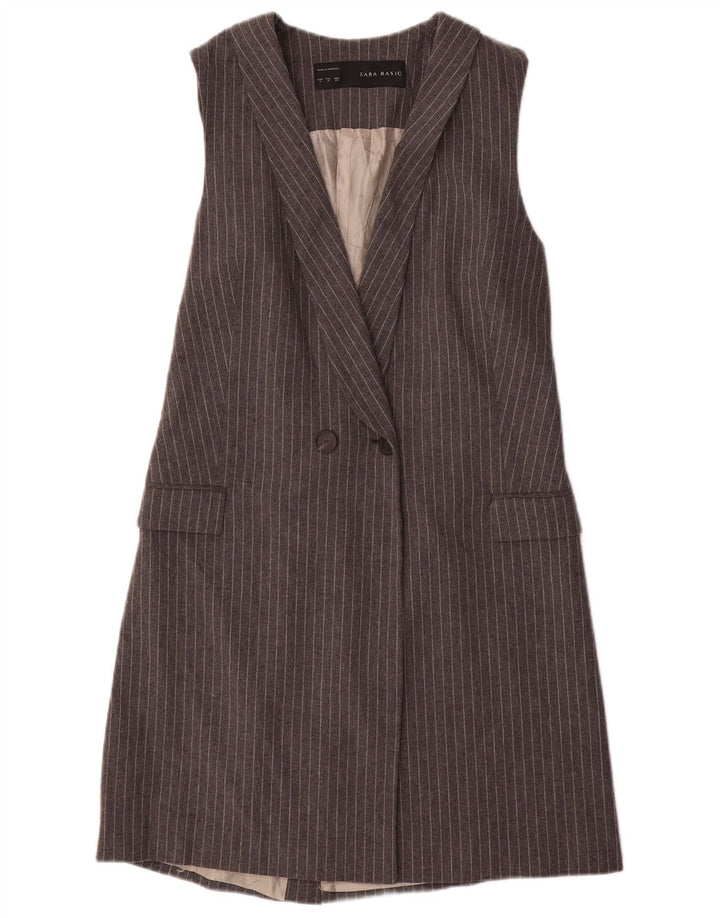 Giacca blazer senza maniche lunga da donna Zara UK 12 Gessato grigio medio