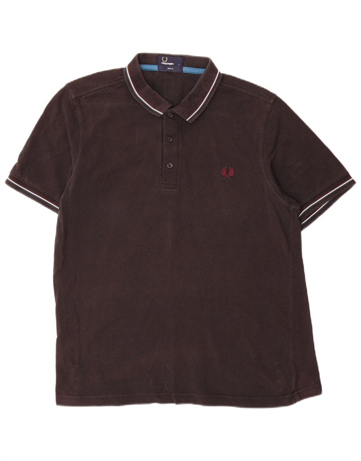 Polo da uomo slim fit Fred Perry grande in cotone nero