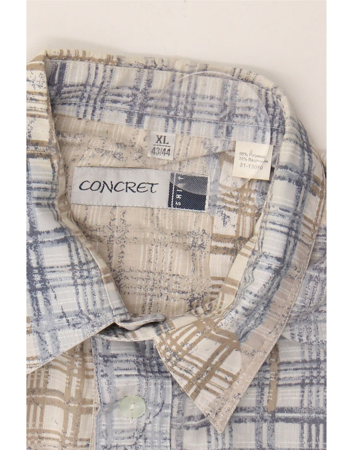 CONCRET Mens Short Sleeve Pullover Shirt Size 43/44 XL Beige Check Vintage Concret and Second-Hand Concret from Messina Hembry 