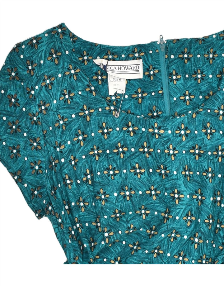 VINTAGE Womens Front Tie Basic Dress US 6 Medium Green Floral | Vintage Vintage | Thrift | Second-Hand Vintage | Used Clothing | Messina Hembry 