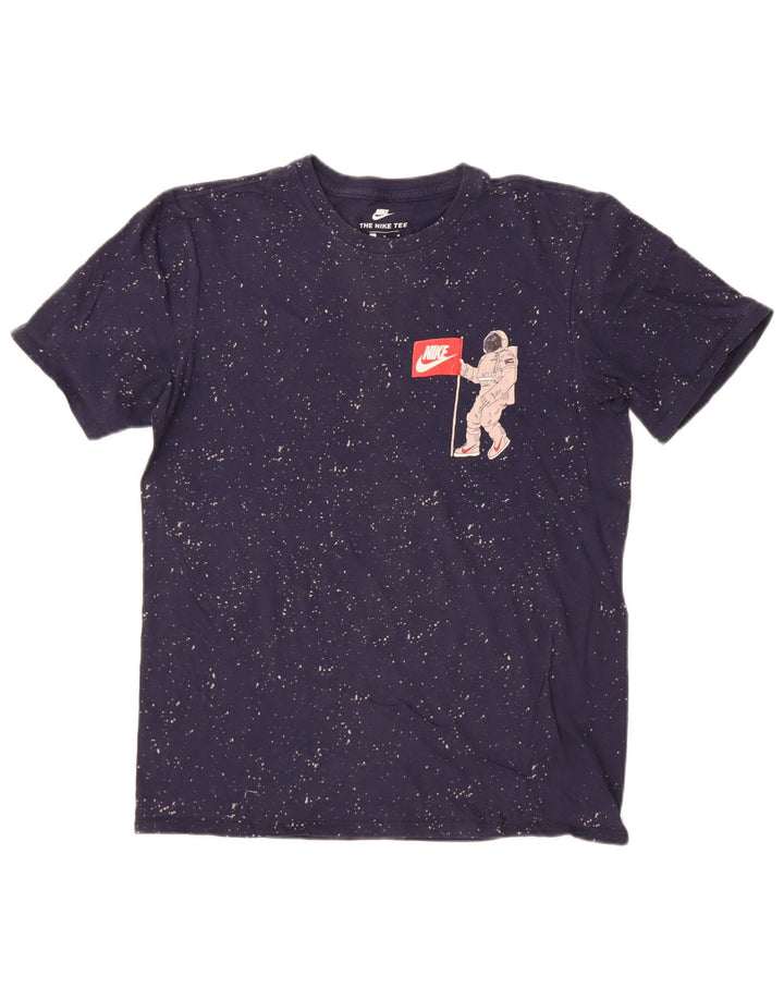 T-shirt grafica Nike da uomo con taglio atletico, media, blu navy screziato