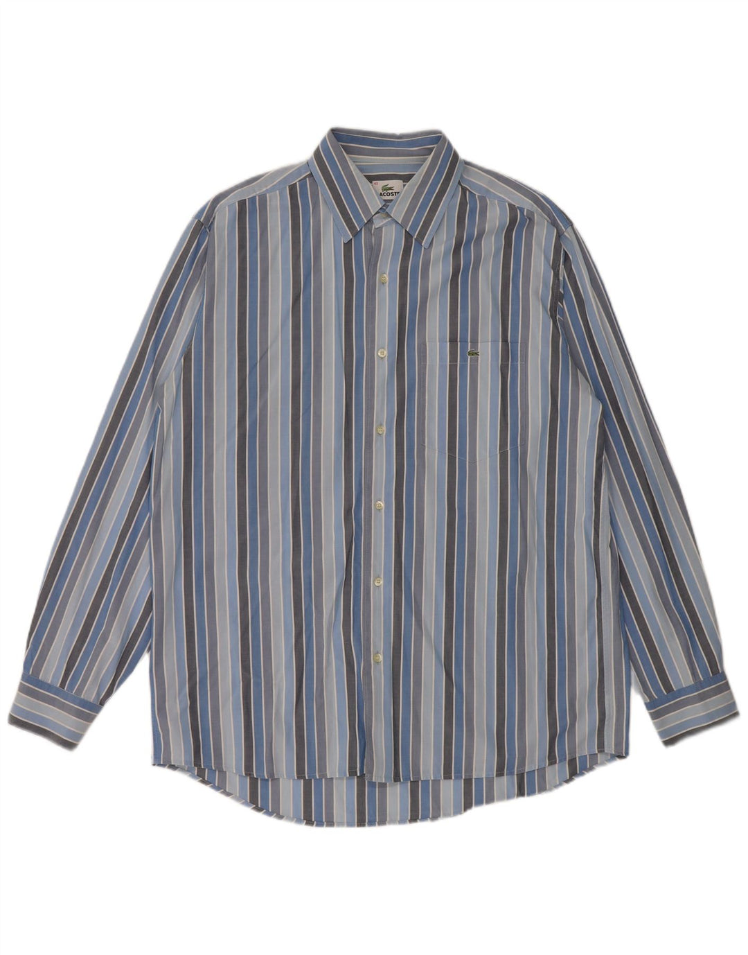 Camicia da uomo LACOSTE taglia 42 grande cotone a righe blu