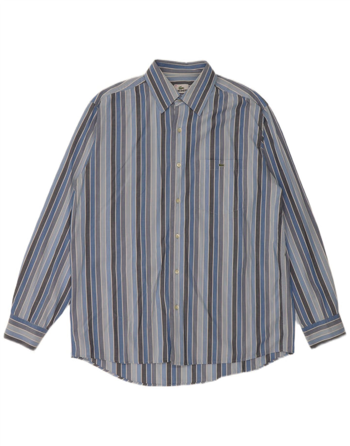 Camicia da uomo LACOSTE taglia 42 grande cotone a righe blu