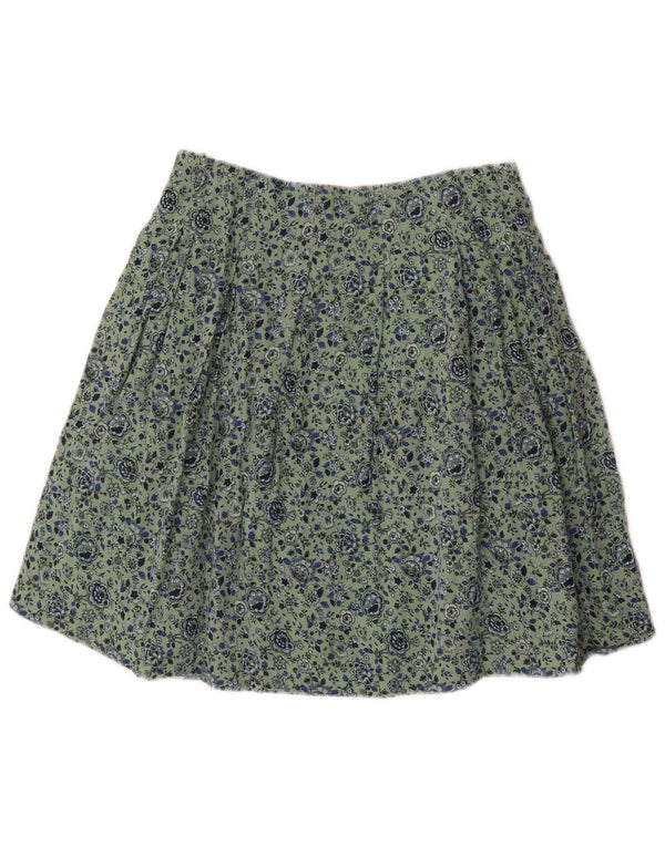 Gonna a pieghe da donna Fat Face UK 8 piccola W28 viscosa floreale verde