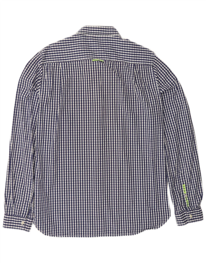 Camicia da uomo SUPERDRY grande in cotone a quadretti blu navy