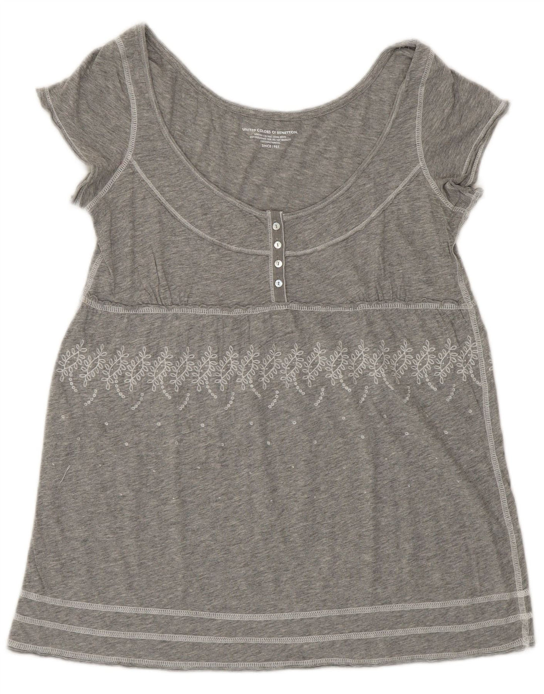 BENETTON Camicetta da donna Top UK 10 Piccolo grigio floreale