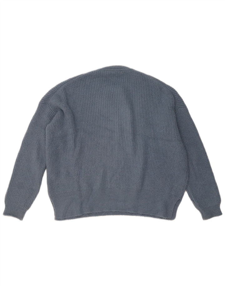 ZARA Maglione Girocollo Oversize da Donna UK 10 Piccolo Blu Navy