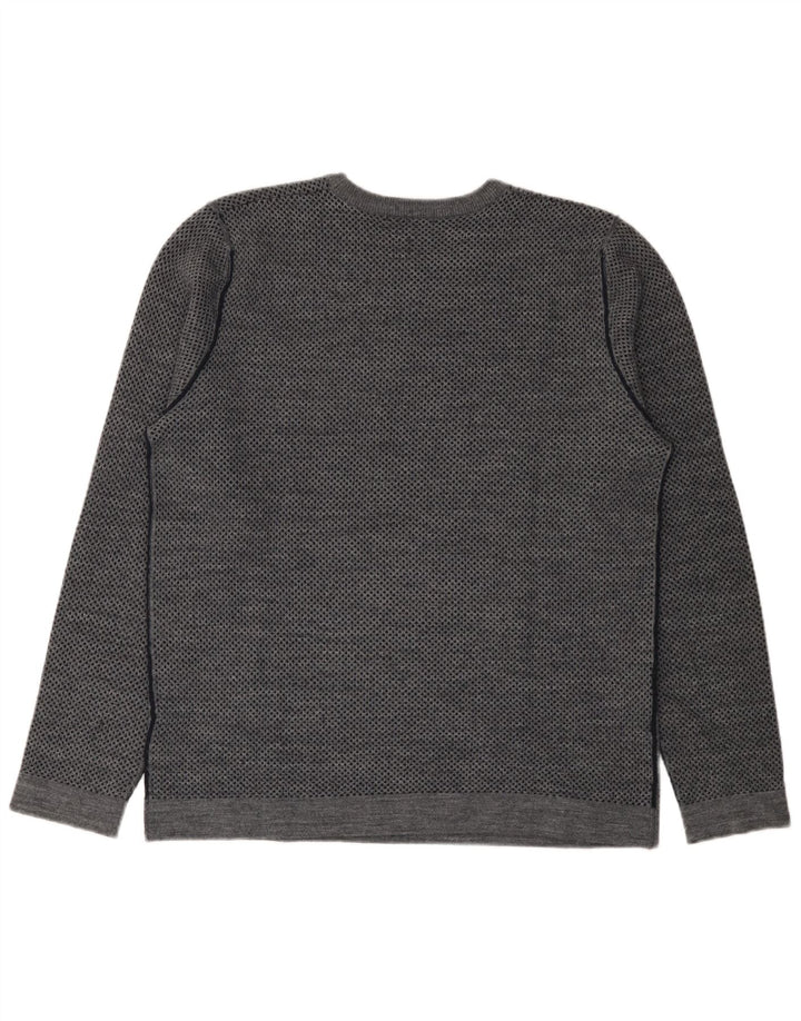 Maglione maglione girocollo da uomo Gas XL in lana screziata grigia