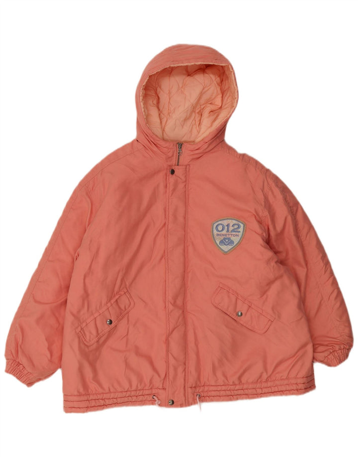 Giacca imbottita con cappuccio da donna Benetton UK 18 XL poliestere rosa