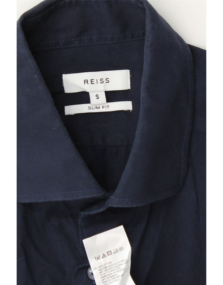 Camicia REISS da uomo slim fit piccola in cotone blu navy