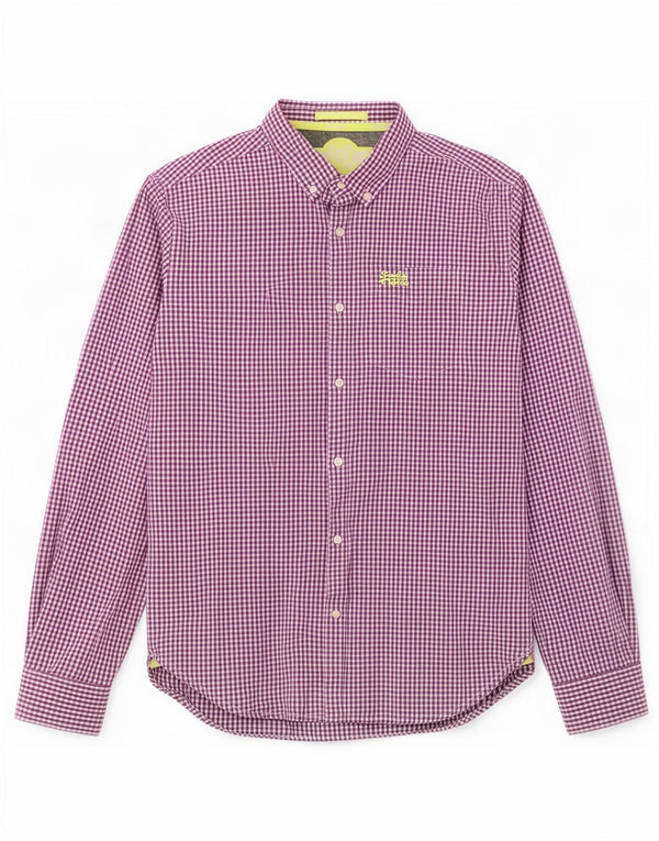 Camicia da uomo Superdry grande in cotone a quadretti viola
