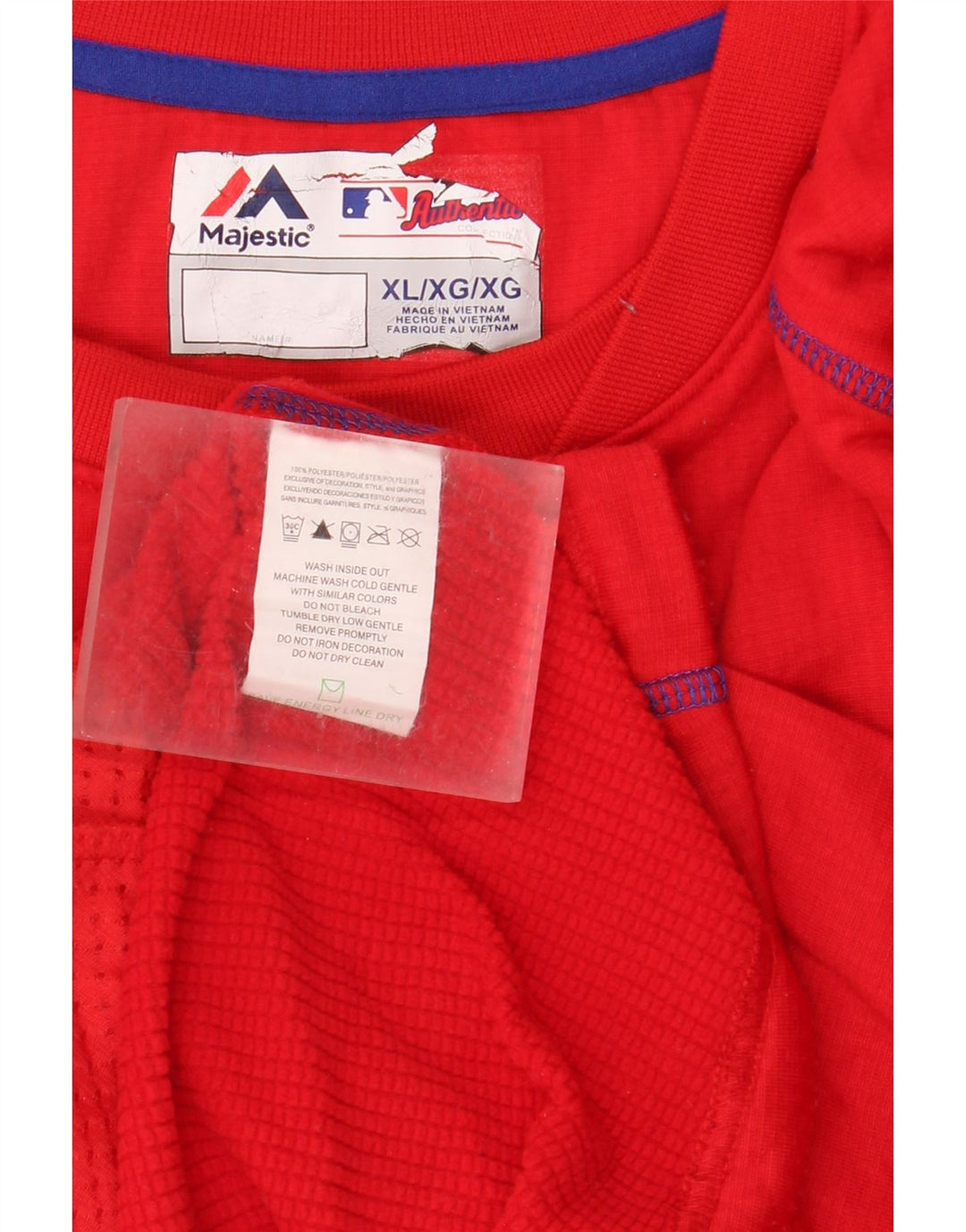 Majestic Maglia da uomo Washington Nationals a maniche lunghe XL rossa in poliestere