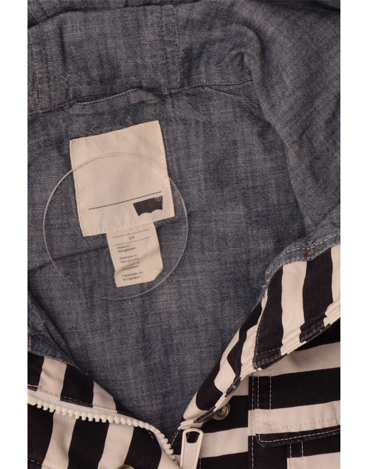 Giacca antipioggia con cappuccio da donna Levi's UK 16 grande cotone blu navy