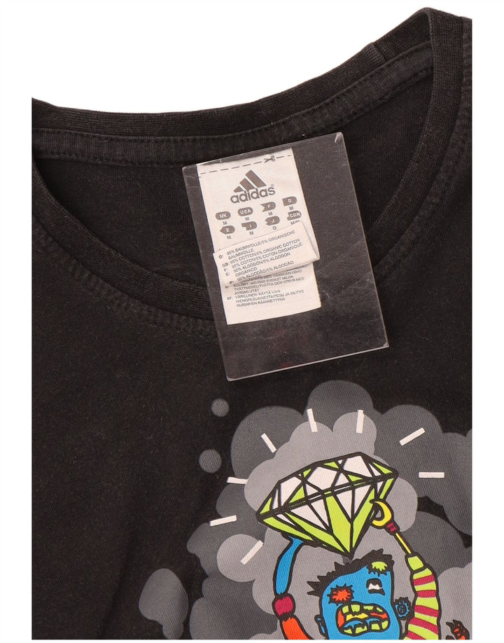 T-shirt grafica da uomo Adidas Top in cotone nero medio