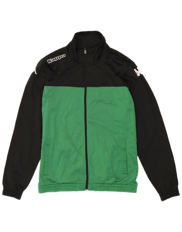 Giacca da ginnastica da uomo con grafica Kappa, grande, poliestere color block verde