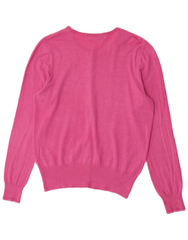 Maglione cardigan da donna Marks & Spencer UK 14 Viscosa rosa medio