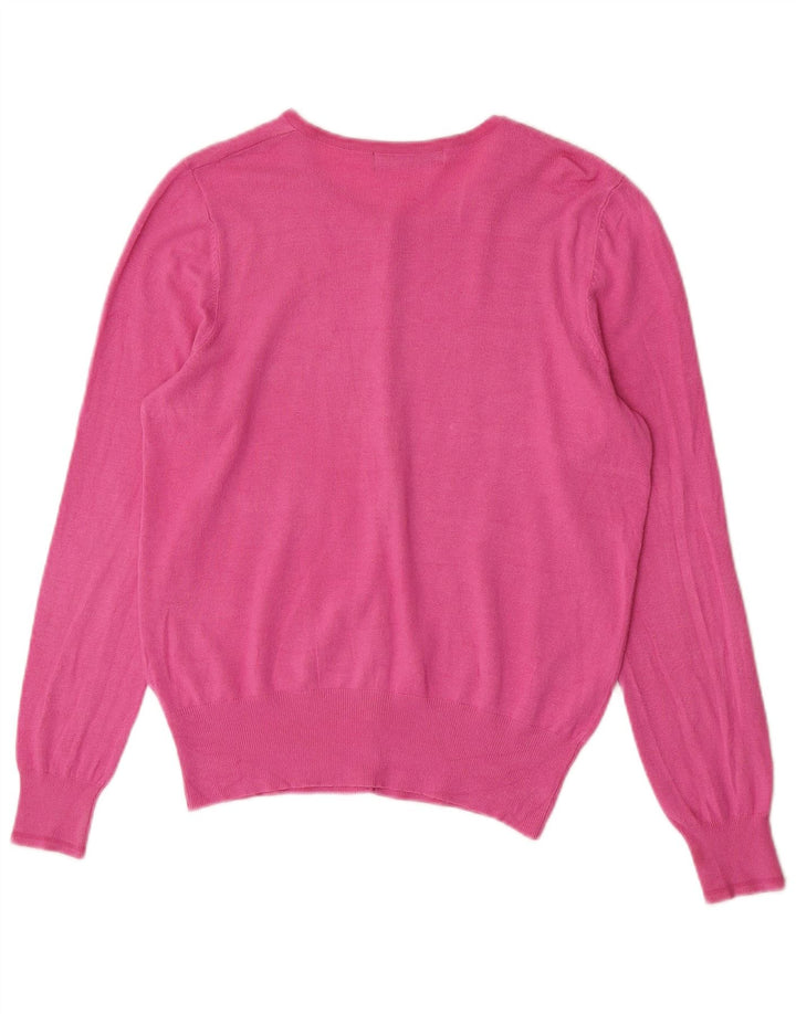 Maglione cardigan da donna Marks & Spencer UK 14 Viscosa rosa medio