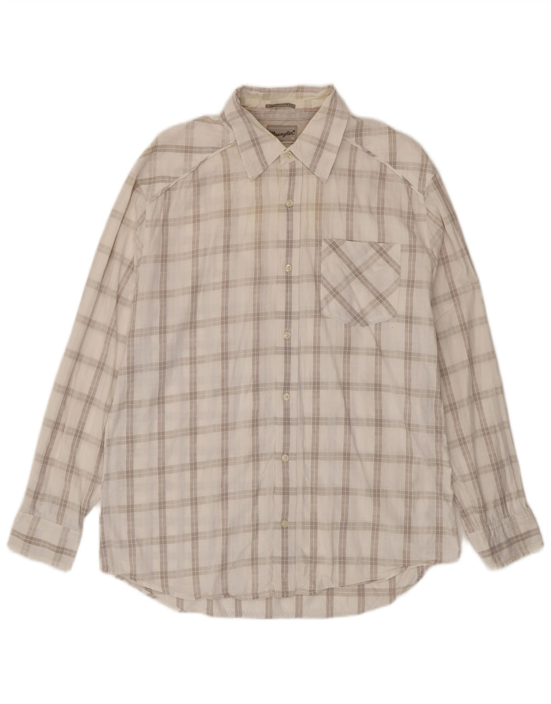 Camicia classica slim fit da uomo Wrangler XL in cotone a quadri bianco sporco