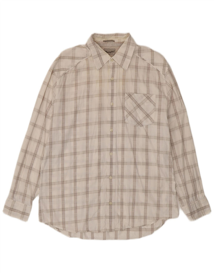 Camicia classica slim fit da uomo Wrangler XL in cotone a quadri bianco sporco