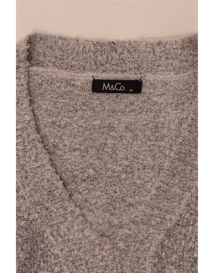 Maglione maglione con scollo a V da donna M&Co UK 14 Acrilico grigio medio