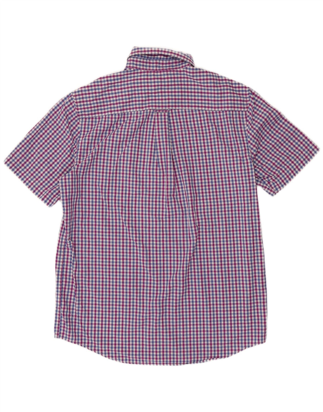CHAPS Camicia a maniche corte da uomo di facile manutenzione in cotone a quadretti blu medio